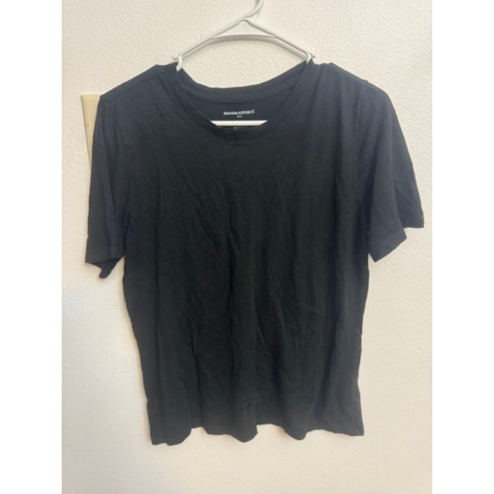 Banana Republic Malibu Tee Womens Small Black Cotton Modal Crewneck T-Shirt (F)